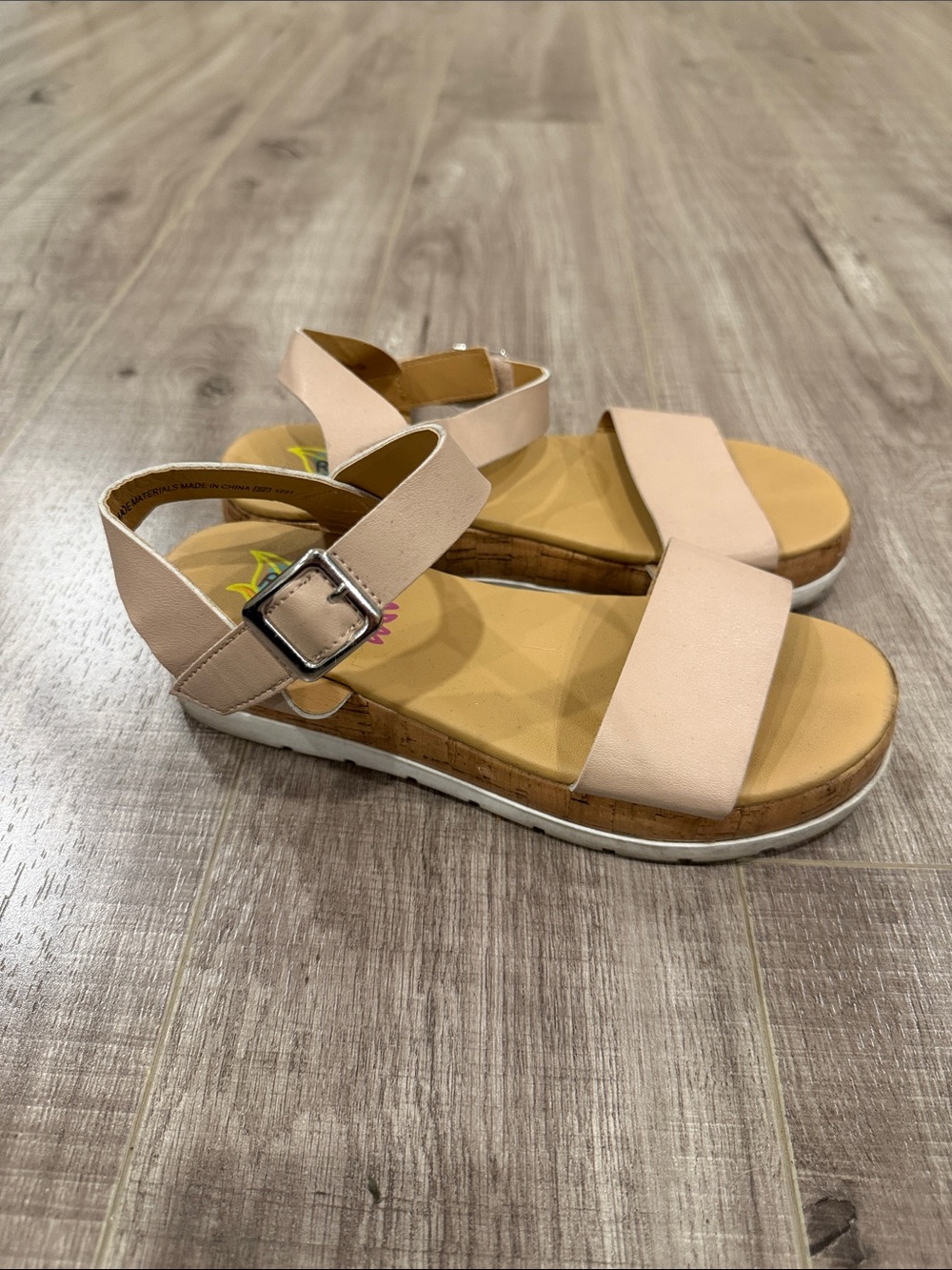 Girls Nude Pink Strap Sandals with Ankle Buckle